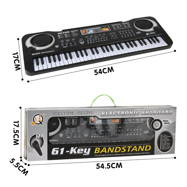 Teclado de Piano Eletrônico com Microfone Brinquedos de Música Teclas Brinquedos Crianças Early Learningtoy Instrumento Musical Órgão Educacional 61 17 microfone brinquedos crianças early learningtoy instrumento musical