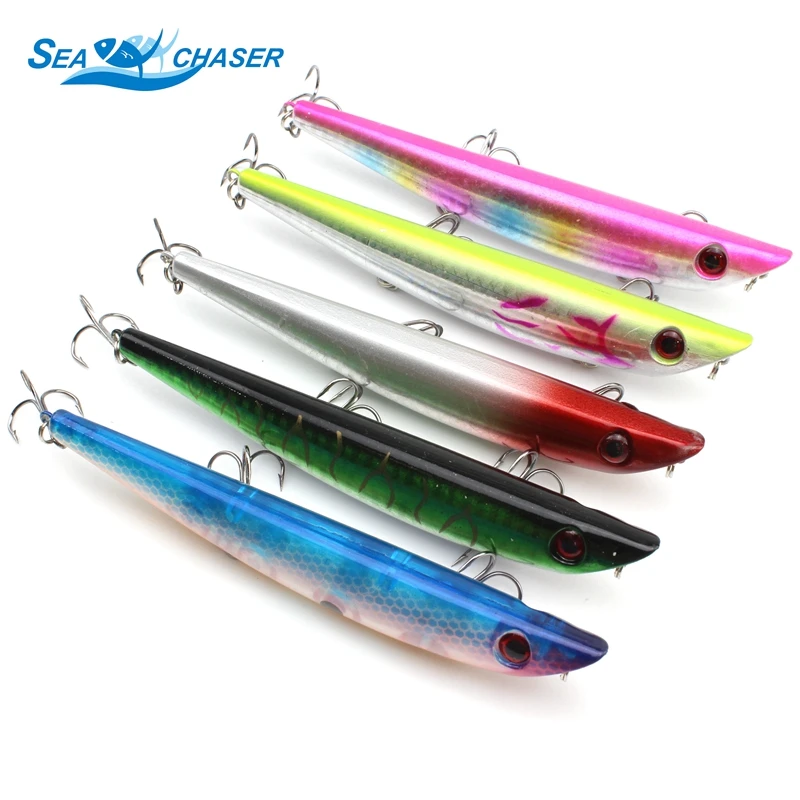 5Pcs Quality Pencil Lure Topwater 12cm/17g 3BKK Hook Bass Snakehead