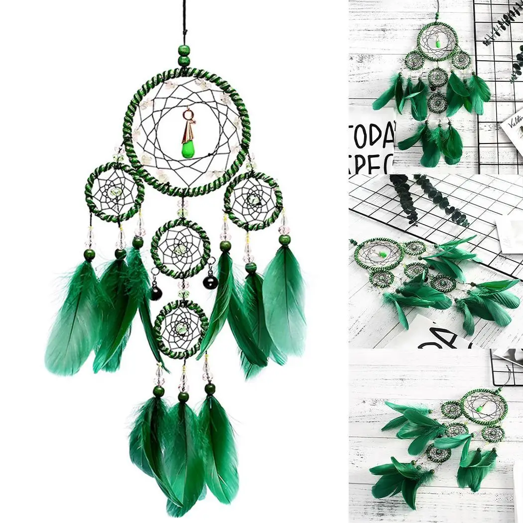 Полые перья плетеные навесные украшения для дома Dream Green Catcher|Ловцы снов и