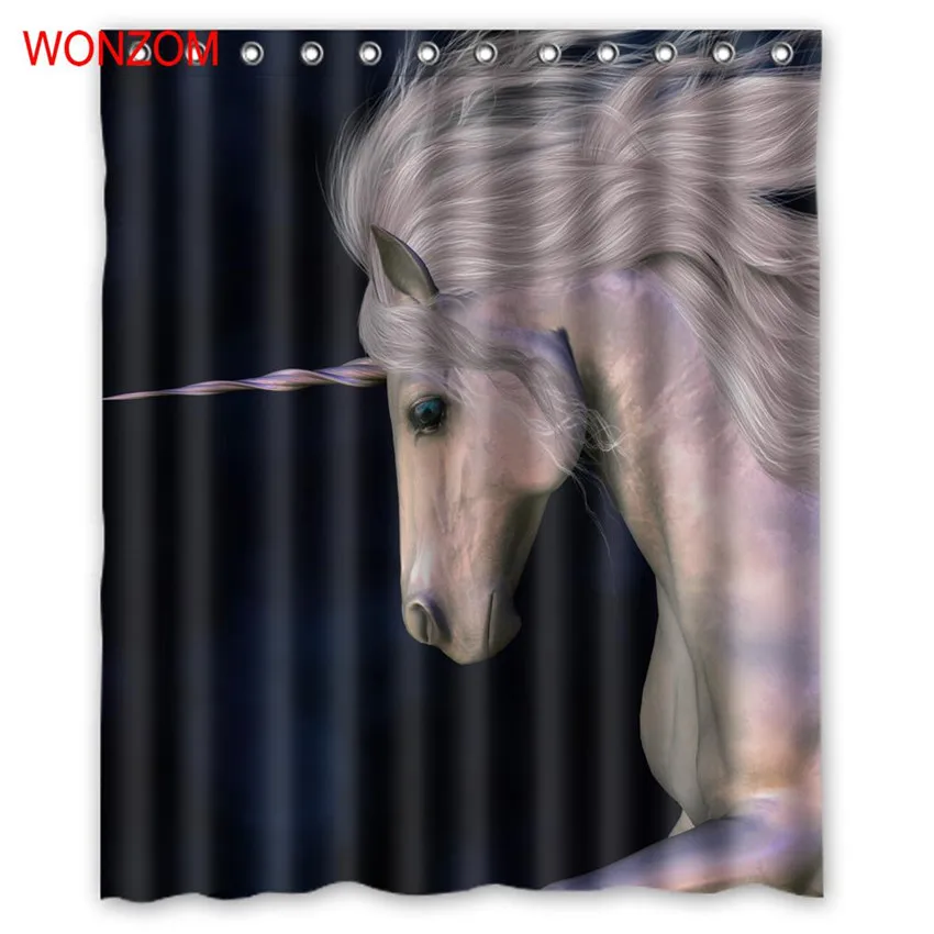 

WONZOM 3D Polyester Unicorn Shower Curtains with 12 Hooks For Bathroom Decor Modern Bath Waterproof Curtain Bathroom Accessories
