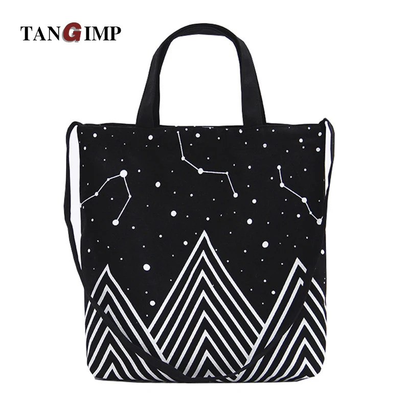 TANGIMP звездное небо Холст сумки хозяйственные плеча Эко Tote для женщин ежедневно леди Totos Bolsa с принтом звезд пляжные