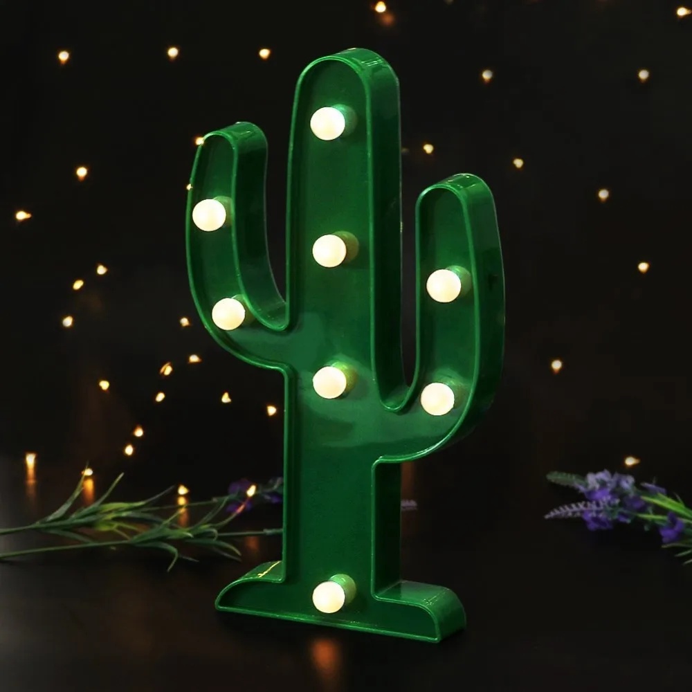 

Green Cactus LED Marquee Signs with Lights 10" Tall Wall Decorations for Living Room Decorative Signs Lights for Bedroom