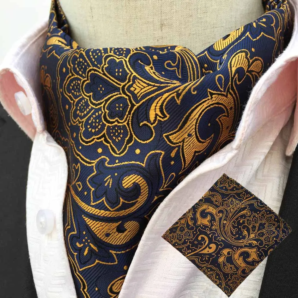 Для мужчин Пейсли Шелковый шейный платок Аскот галстук платок Карманный квадратный набор Лот BWTHZ0238 - Цвет: LJC-07