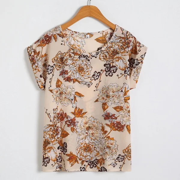 Новая весенне-летняя женская блузка офисная тонкая топы с коротким рукавом шифоновые рубашки с принтом полосатые повседневные блузки Блузы - Цвет: 7