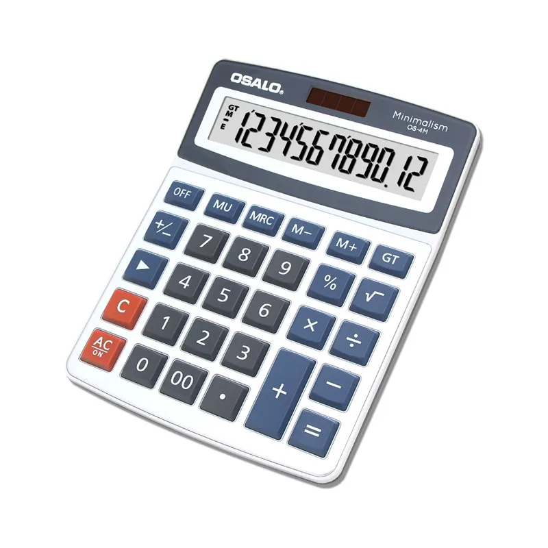 OSALO الشمسية مكتب ازدواجية السلطة حاسبة 12 أرقام شاشة كبيرة مكتب المالية حاسبة مريحة زر
