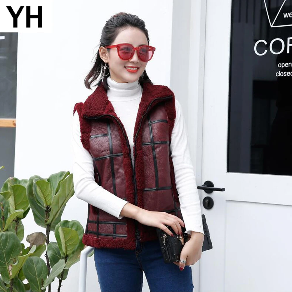 

2019 New Women Real Fur Vest Fande Lokar Bomber Gilet Natural Real Leather Lamb Fur Waistcoat Sheepskin Sheep Shearing Fur Vests