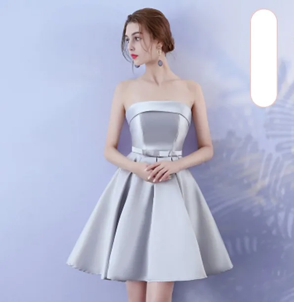 

Grey Colour Sleeveless Above Knee Mini Dress Bridesmaid Dress Wedding Guest Dress Sexy Back of Bandage