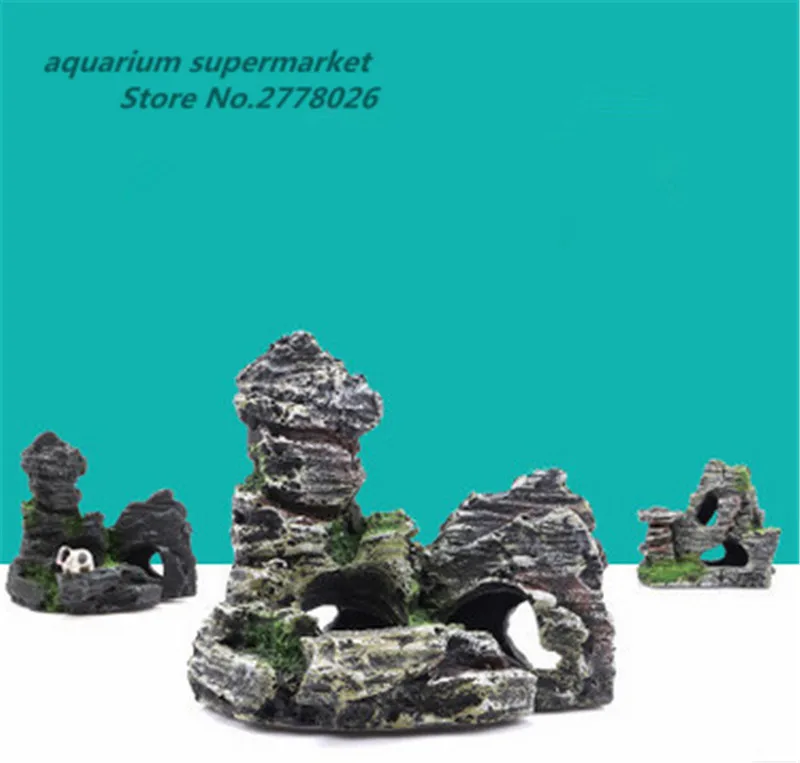 

HONGYI 1 piece resin aquarium simulation rockery fish tank decoration landscaping creative crafts ornament SR1001/1002/1003/1004