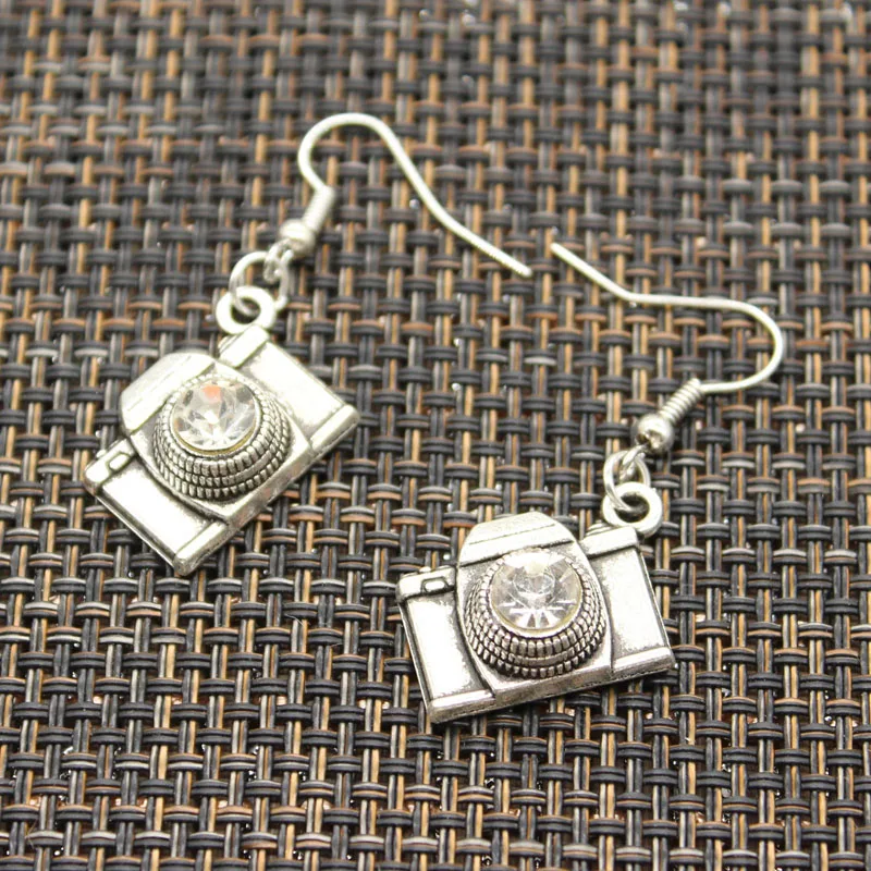 

Antique Silver Color camera Charm Drop Earring, Dangle Earrings For Womens