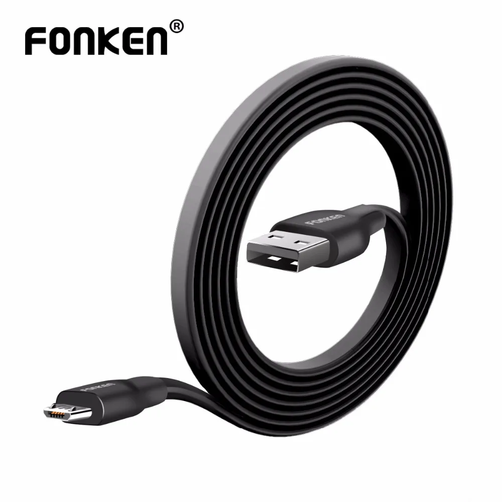 FONKEN Micro USB кабель плоский Лапша Макс 2.4A быстрое зарядное устройство зарядный шнур данных анти-обмотка Быстрая зарядка для мобильных телефонов Кабели