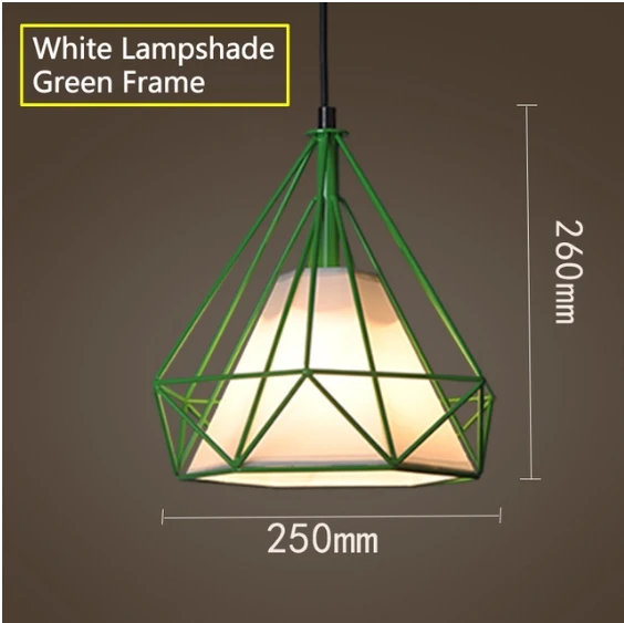 Современный подвесной светильник в клетку, железный минималистичный ретро скандинавский Лофт пирамида, Подвесная лампа, металлическая Подвесная лампа E27 для помещений - Цвет корпуса: GREEN