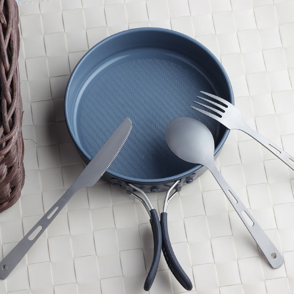 Vajilla de titanio Jeebel, todo polaco, mochila de Camping, utensilios de cocina, cuchara turística, tenedor, juego de Picnic, deporte