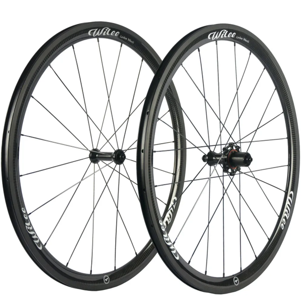 Perfect Wilee Bike 38mm  Carbon wheelset 3K Twill  Clincher Carbon Wheels Bicycle Wheel Carbon Fiber Bike Wheels With R17606 2