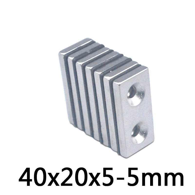 

2pcs/lot F 40x20x5 mm hole 5mm N35 Strong Square NdFeB Rare Earth Magnet 40*20*5 mm hole 5mm 40mm x 20mm x 5mm