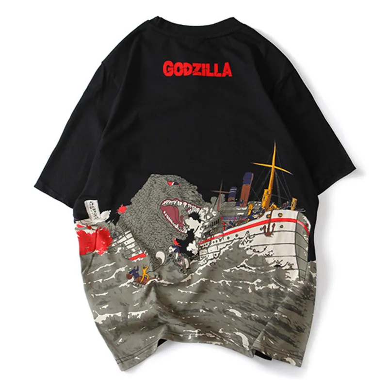 

2019 The New Men's Spring And Summer Cotton Youth Studentt Fashion T-Shirt Japanese Monster Printing Loose T Shirt Tide Man