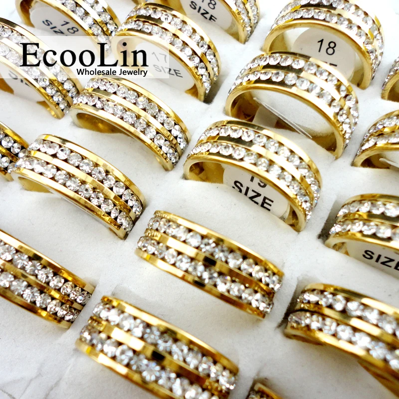 

10Pcs Women Gold Classic Engagement Wedding Rings for Woman Jewelry Ring Lots LR424