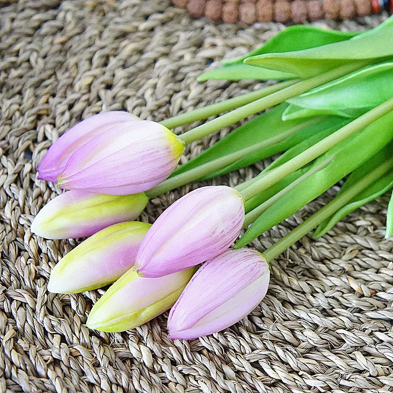 44cm Real touch soft silicone Artificial 7Pcs/bunch tulips home decoration Fake flower wedding bridal handing flowers tulip-4