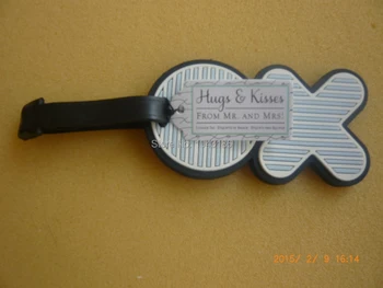 

Free shipping wedding favor Hugs & Kisses From Mr. & Mrs. X O Luggage Tags wedding bridal shower favors party gifts 100pcs/lot