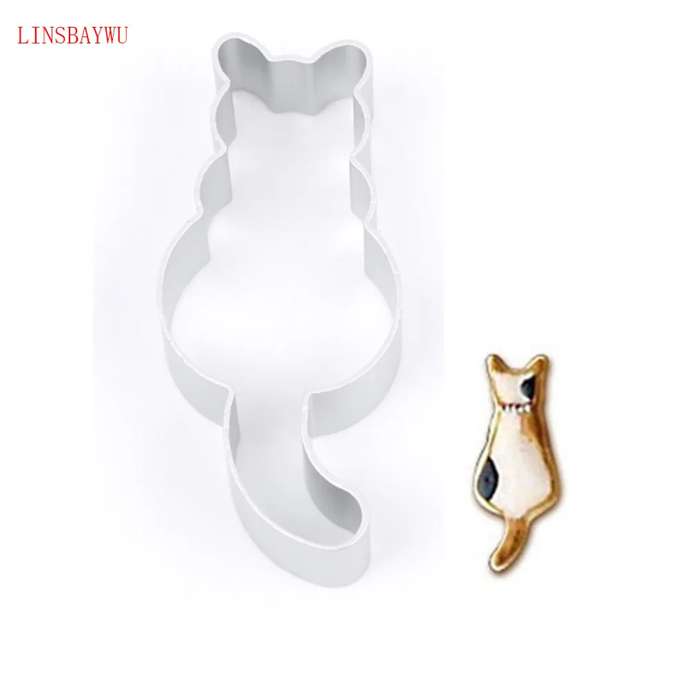 

LINSBAYWU Cat Shape Aluminum Biscuit Mold Bakeware Fondant Cake Mold DIY Sugar craft 3D Pastry Cookie Cutters Baking Tools