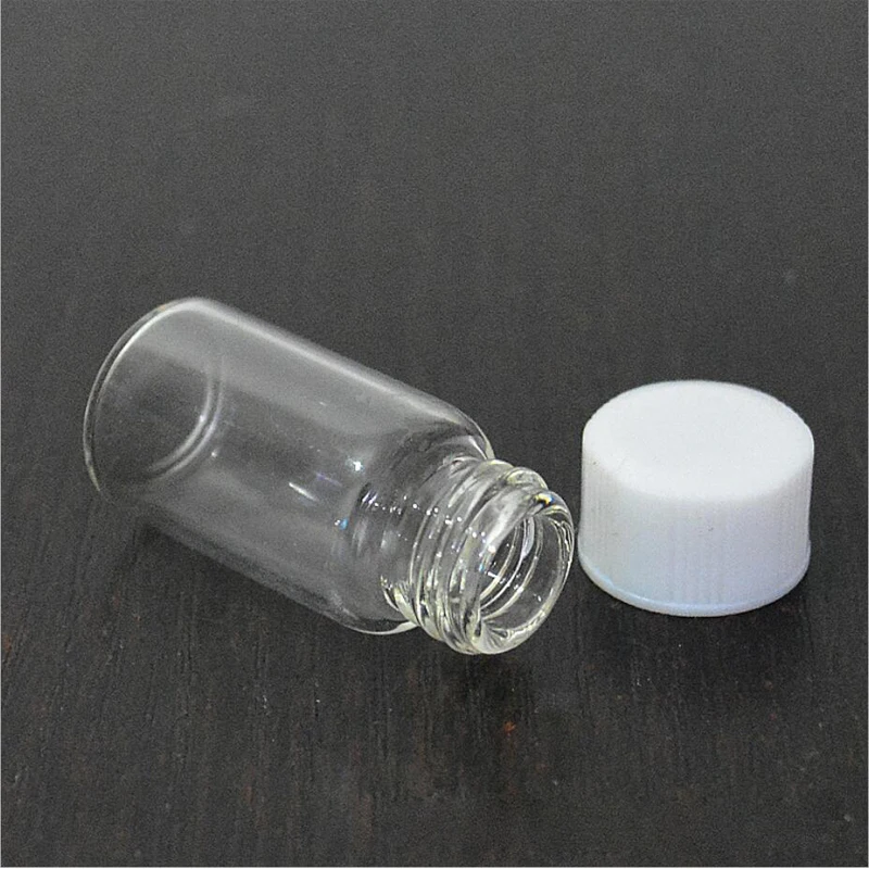 5 шт 3 мл/5 мл Стеклянные Прозрачные Янтарные маленькие медицинские бутылочки коричневые Пробники лабораторные контейнеры для порошкового реагента винтовые крышки - Цвет: White cap clear body