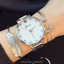 2016 Nueva Marca de Fábrica Famosa de Oro Ginebra Casual Reloj de Cuarzo de Las Mujeres Vestido Relojes Relogio Feminino Reloj de Acero Inoxidable de Metal de Oro