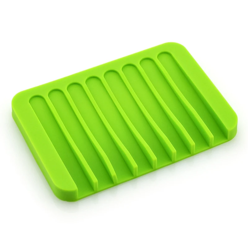 13 Colors Fashion Silicone Flexible Soap Dish Plate Bathroom Soap Holder Soap Box - Цвет: green