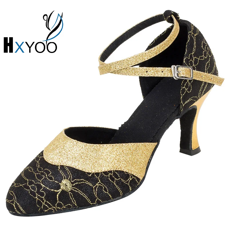 HXYOO Customized Women Black Ballroom Latin font b Dance b font Shoes Salsa Ladies font b