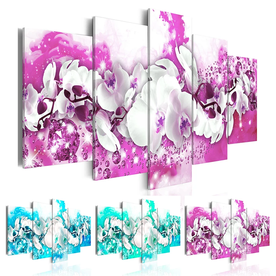 

5 Piece Canvas Paintings Orchid Flower Wall Art Picture Canvas Paintings Wall Decorations For Living Room Home Painting No Frame