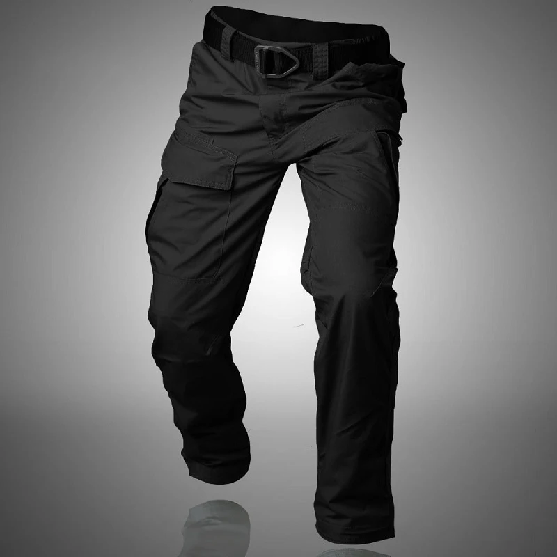MEGE, городские тактические брюки-карго, мужские армейские военные штаны, хлопковые эластичные повседневные брюки с несколькими карманами - Цвет: BLACK