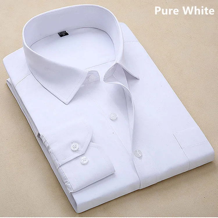 Camisa Masculina, мужская рубашка, Hombre Chemise Homme Manche Longue, белые рубашки, 5XL, 6XL, 7 xl, длинный рукав, формальные, черные, красные, мужские s Blusa - Цвет: Pure White