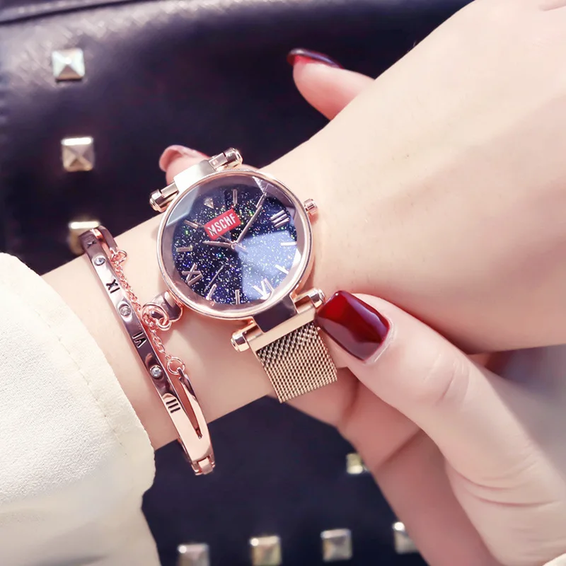 

Starry Sky Watch Women Stainless Steel Watch 2019 Luxury Woman Watch Gold Mesh Magnet Buckle Ladies Wrist Watches Reloj Mujer