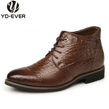 Мужские ботинки из натуральной кожи; зимние ботинки ручной работы из крокодиловой кожи; модные повседневные Длинные теплые ботинки; модельные шерстяные ботинки на меху