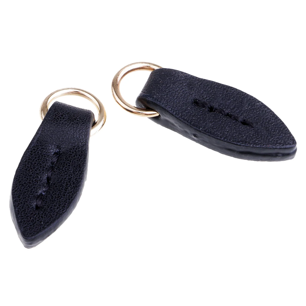 fityle 2Pcs Leaf Shape Leather Zip Puller Zipper Pulls Replacement Sewing Fastener Slider for Backpack Purse Bag Pants