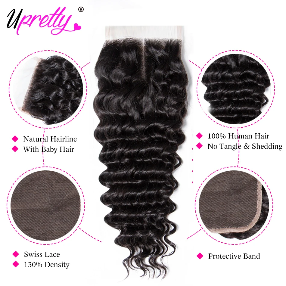 Upretty Hair Brazilian Hair Weave Bundles With Closure 3 Bundle With Lace Closure Remy Human Hair Deep Wave Bundles With Closure Upretty Hair Brazilian Hair Weave Bundles With Closure 3 Bundle With Lace Closure Remy Human Hair Deep Wave Bundles With Closure