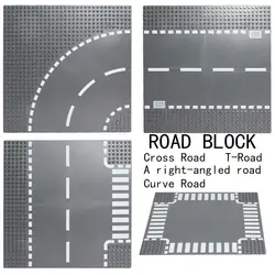 0908 транспорт дорожный блок большой блок-прямоугольный дорожный Кросс-роуд t-road curve road puzzle blocks toys