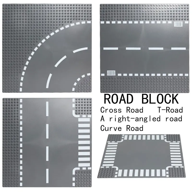 

0908 transportation road block big block A-right-angled road cross road t-road curve road puzzle blocks toys