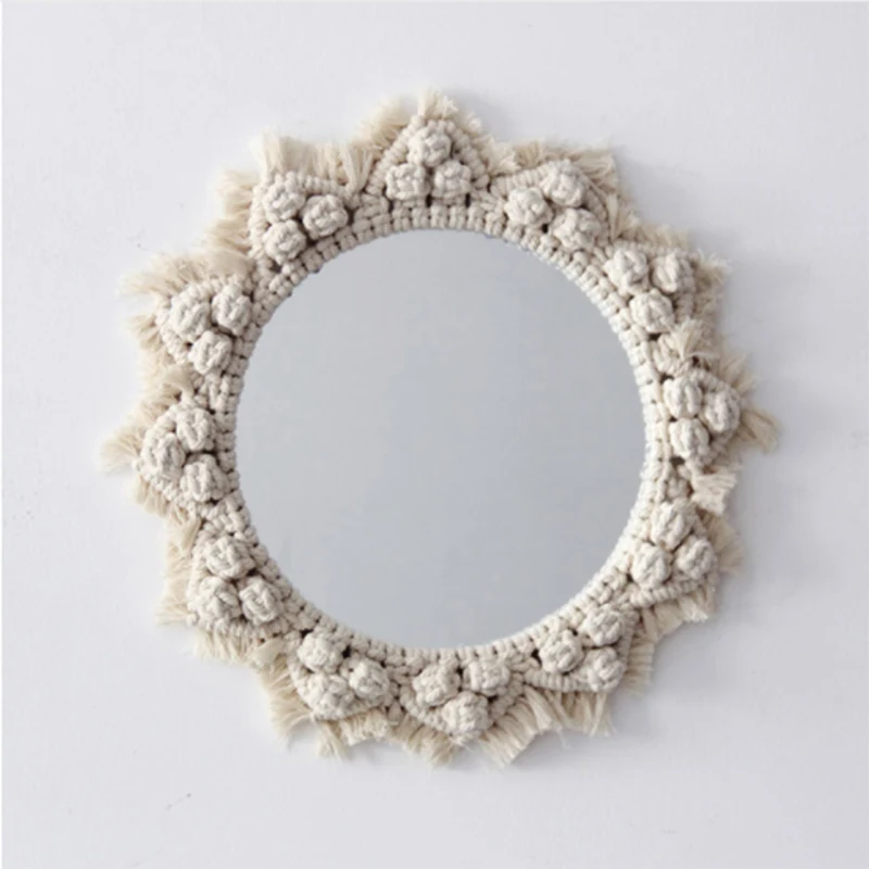Espejos de pared de macramé decoración de tapiz Bohemia Arte Creativo decoración de pared tapiz Casa de Campo decoración de fondo Espejos de pared de macramé decoración de tapiz Bohemia Arte Creativo decoración de pared tapiz Casa de Campo decoración de fondo