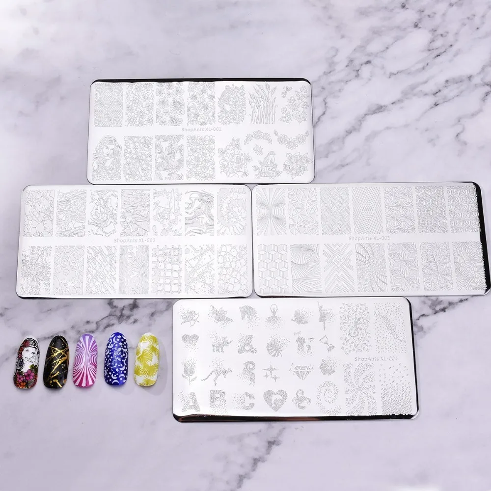 1 Pc 6*12 Cm Nail Stamping Plates Vintage Marble Flower Girl Geometric Nail Art DIY Design Image Stencil Accessories Tool