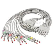Compatible MORTARA ELI 150C 230 250C 280 350 EKG cable IEC 10-Lead leadwires 28pin socket->Banana 4.0 use for 11pin ge eagle solar dash tram datex ohmed ecg machine the 416035 001 cable ekg 10 lead the aha snap leadwires set