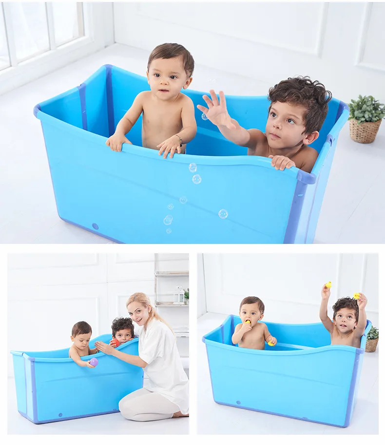 Большой размер, складная Изолированная ванна для детей, утолщенная однотонная розовая/синяя Детская ванна, увеличивающая рост, для девочек и мальчиков, Банные бочки
