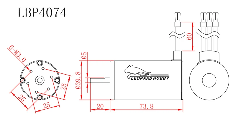 Леопардом хобби LBP4074 бесщеточный inrunner 4074 2000KV 2150KV 2200KV 4-х полюсной двигатель для пульт ДУ для дистанционно управляемой машины лодки