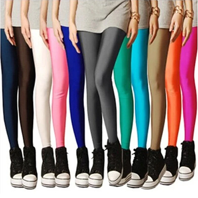 LIMSISNIW Sweet Girl's Solid Color Women Plain Leggings with Silk
