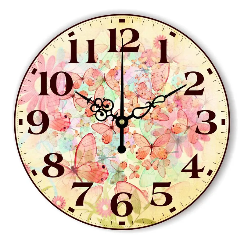Living Room Flower Butterfly Decorative Wall Clock Modern Design for Kitchen Wall Decor Home ...