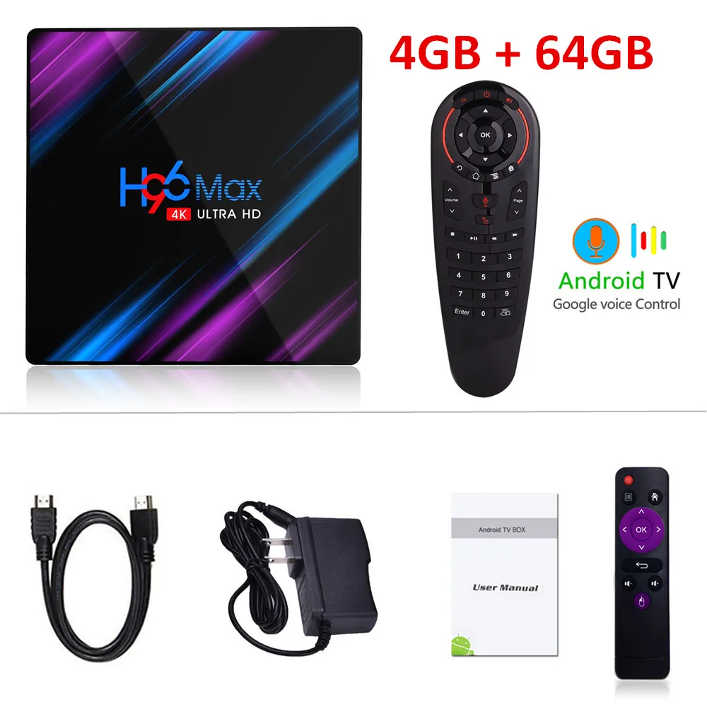 H96 MAX 3318 Smart tv Box Android 9,0 4 Гб ОЗУ 32 Гб 64 Гб ПЗУ RK3318 4K 2,4G/5G Wifi Bluetooth телеприставка 2G 16G медиаплеер - Цвет: 4G64G With G30