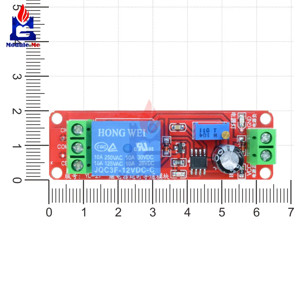 NE555 триггер таймер переключатель модуль задержки подключения регулируемое реле задержки времени DC 12 В 10A 0-10 секунд с светодиодный индикатором