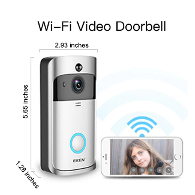 WiFi Video Doorbell V5 Black Smart IP Video Intercom WI-FI Video Door Phone For Apartments IR Alarm Wireless Security Camera