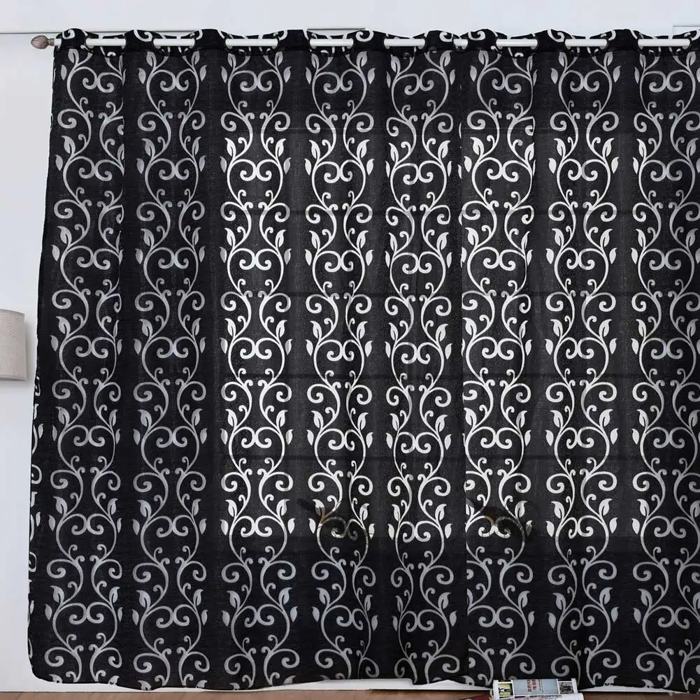 

Romantic Tulle Curtain Window Screening with Flower Pattern for Living Room E2S