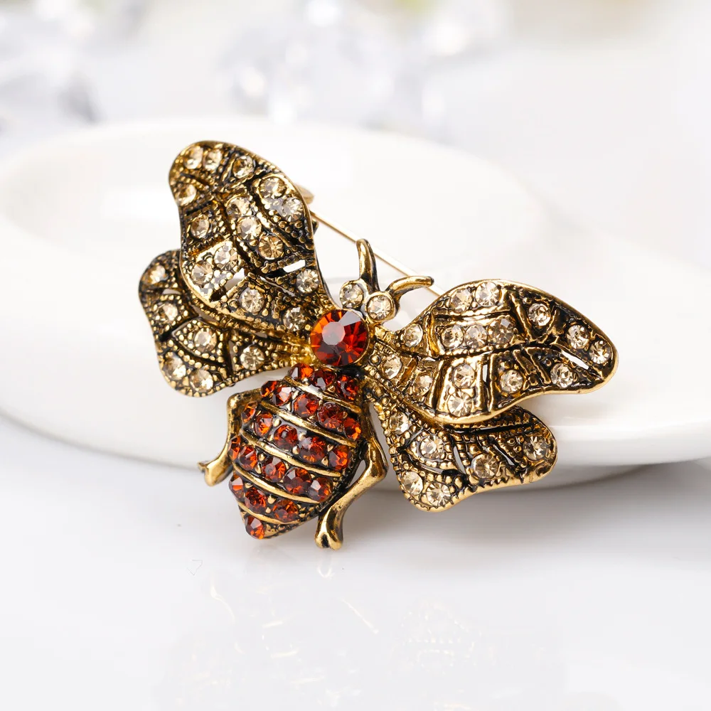 5pc Rhinestone Bee Brooch Insect Pins Brooches For Women Broches Mujer