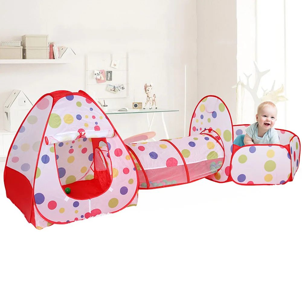 

3 in 1 Set Foldable Large Pool Kids Crawling Tunnel Play Tents Baby Ocean Ball Pool Children Game Toys Kids Play House Set