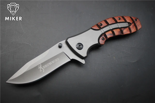 MIKER Browning X10 Tactical Folding knife Steel Blade Wood Handle ...